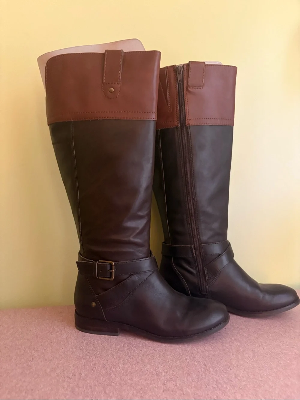 Marc Fisher Two-Tone Brown Over-the-Knee Riding Boots